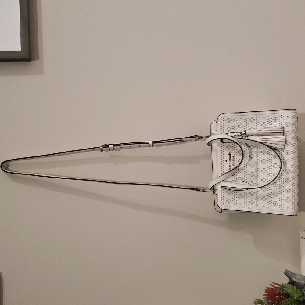 Kate Spade White Satchel with Tassel Accent Size Small - Picture 11 of 11